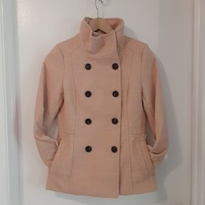 H&M Peacoat Tan Coat Women's Size 8 Buttons, Lined, Pockets
